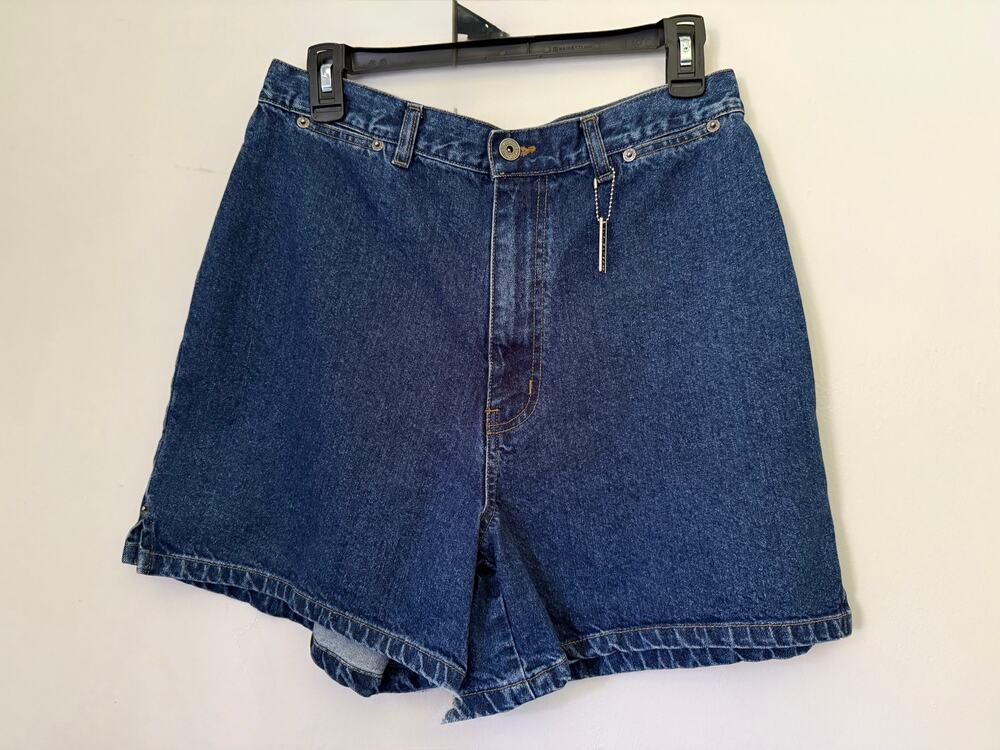 Vintage 80's dark wash la blues bare back high waist short shorts 12 Med Large